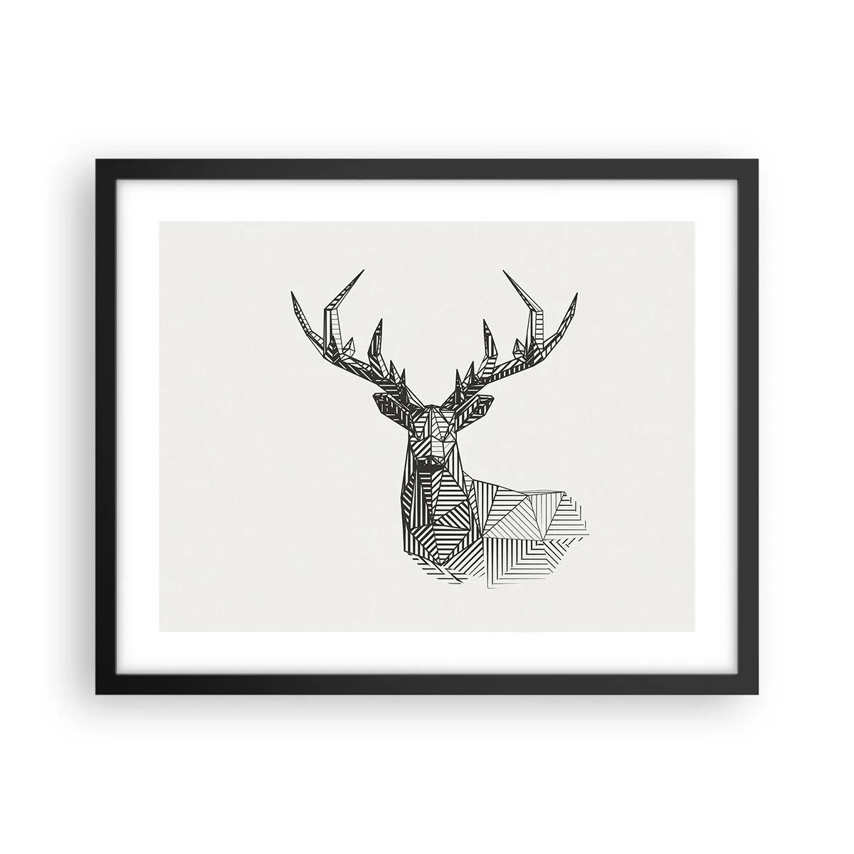 Poster in cornice nera - Cervo in stile cubista - 50x40 cm