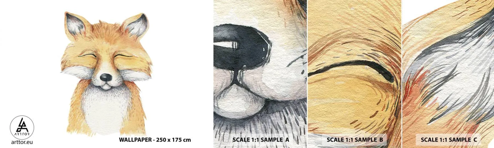 Campione Di Fotomurale Standard Eco - Umore da volpe - Per bambini, Volpe, Amicizia - 100x30 cm