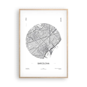 Poster in cornice rovere chiaro - Anatomia di Barcellona - 70x100 cm