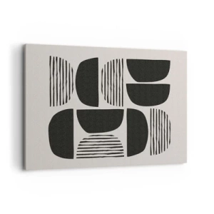 Quadro su tela - Stampe su Tela - Geometria con semicerchi e linee in nero su sfondo chiaro - 100x70cm - Sistemi di metà - Decorazione murale moderna per soggiorno e camera da letto ARTTOR