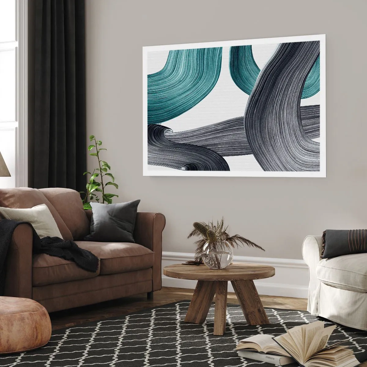 Poster - Tracce smeraldo e nero - 40x30 cm