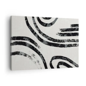Quadro su tela - Stampe su Tela - Linee astratte in bianco e nero su uno sfondo chiaro - 70x50cm - Interrotto a metà - Decorazione murale moderna per soggiorno e camera da letto ARTTOR