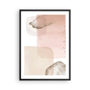 Poster in cornice nera - Forme pastello con un delicato accento dorato - 50x70cm - Incontro attraverso il colore - Decorazione murale moderna per soggiorno e camera da letto ARTTOR