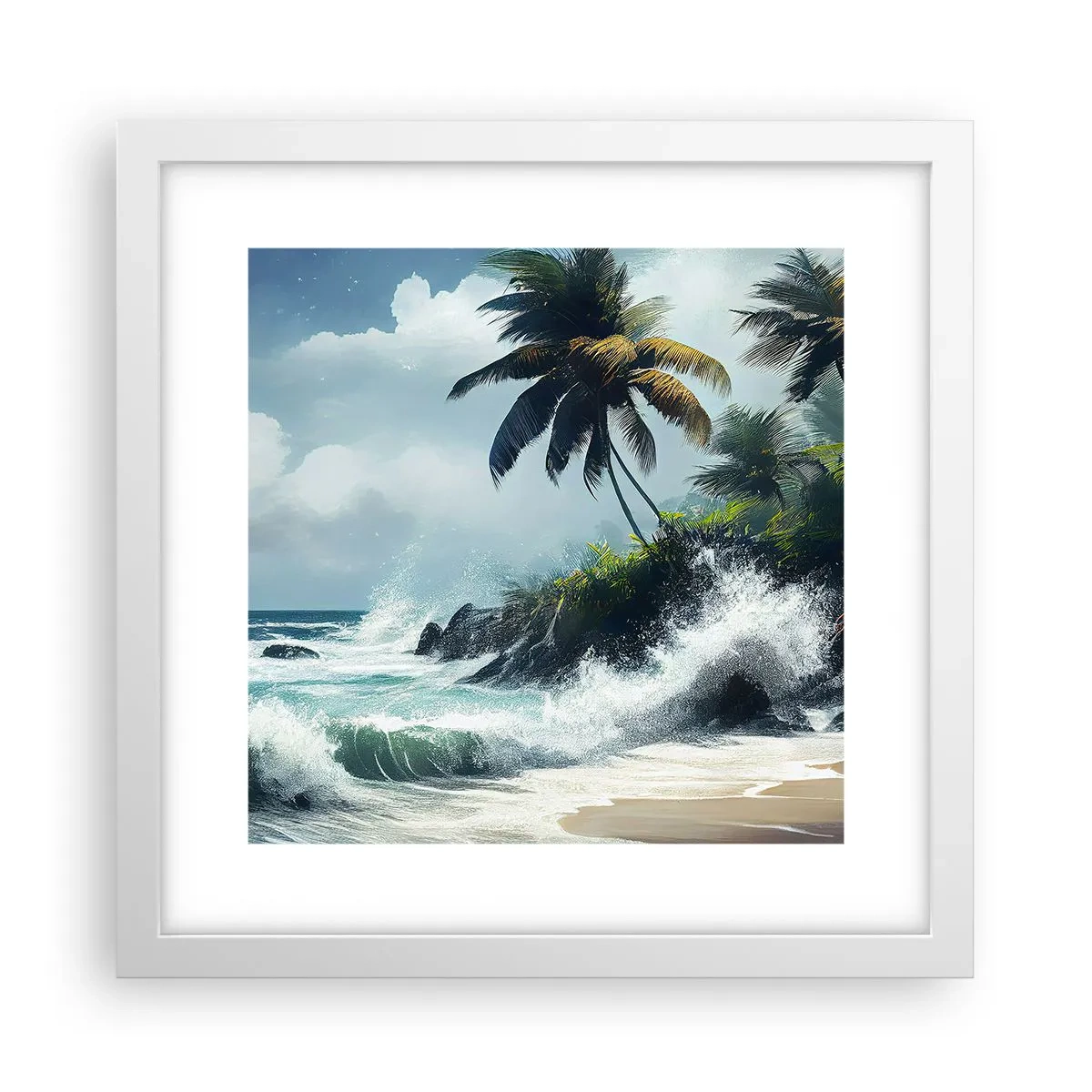 Poster in cornice bianca - Sulla riva tropicale - 30x30 cm