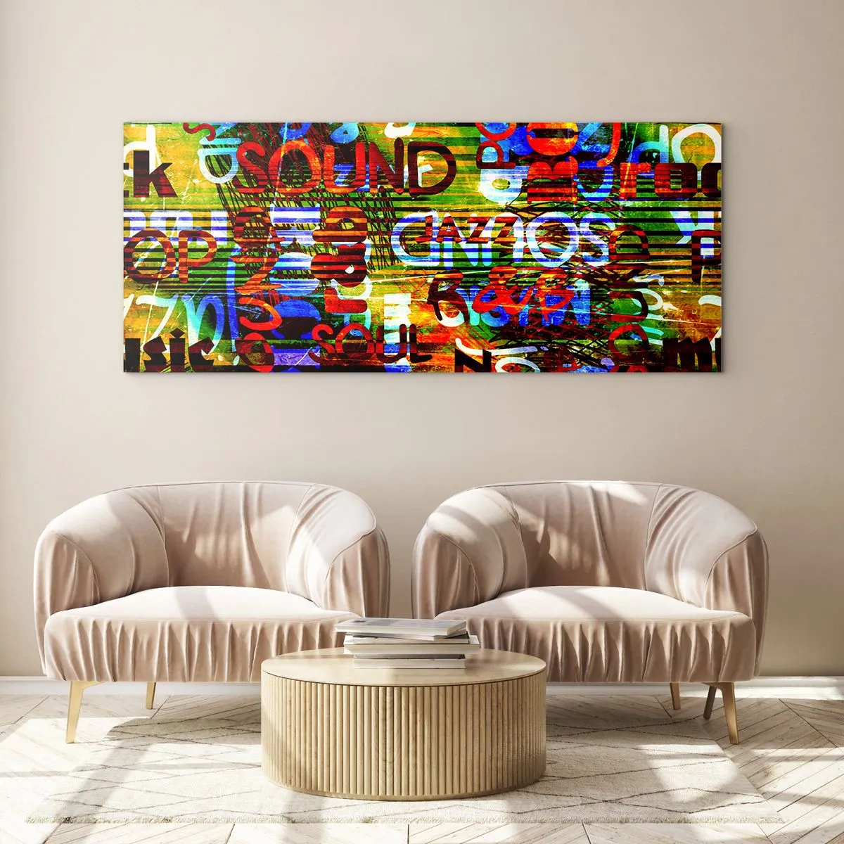 Quadro su vetro - Tutti i colori del suono - 100x40 cm