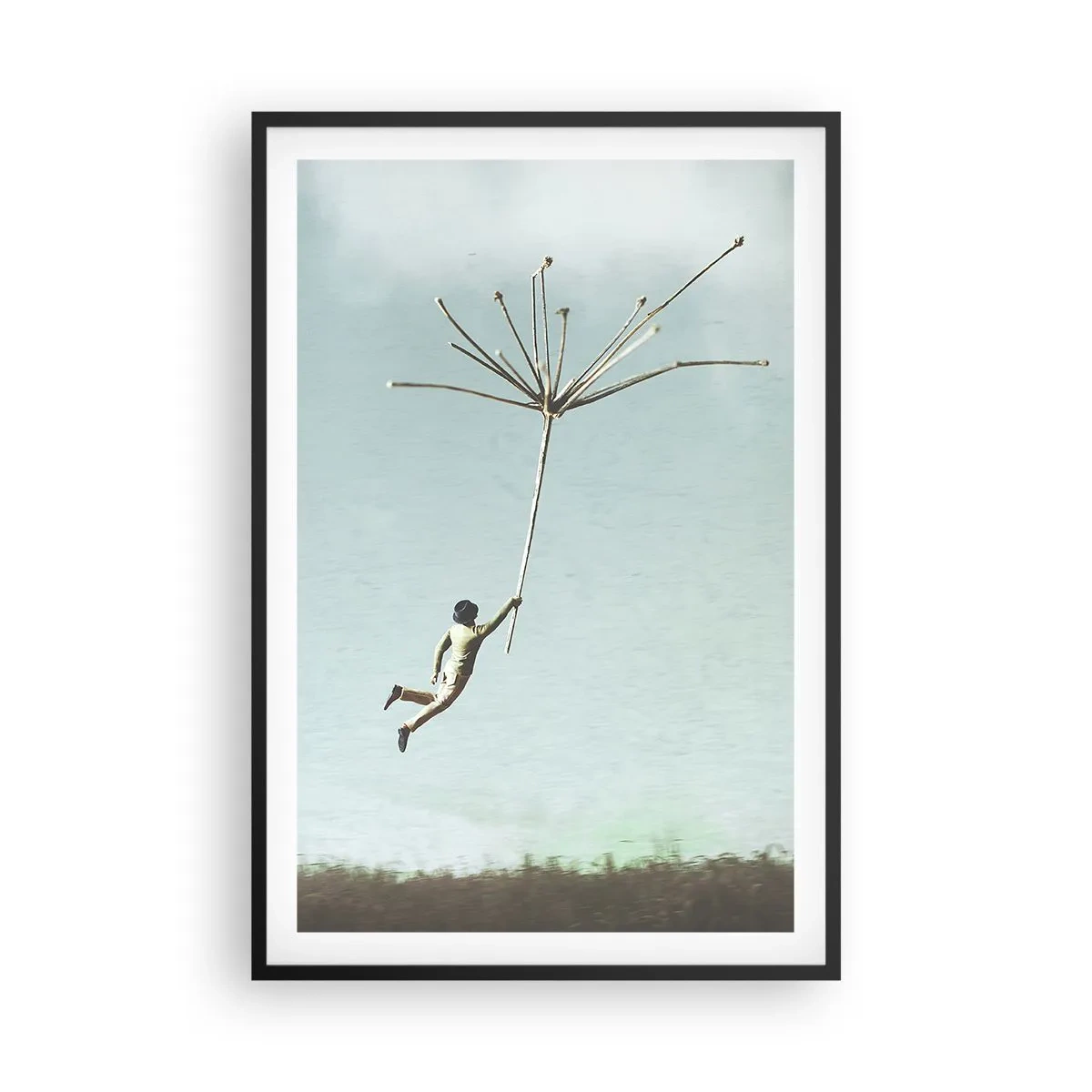Poster in cornice nera - Aquiloni, denti di leone, vento - 61x91 cm