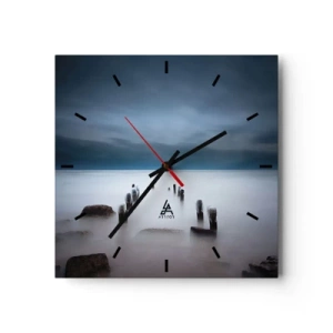 Orologio da parete - Orologio in Vetro - Il vecchio molo sullo sfondo di un mare calmo - 30x30cm - Lago pensieroso - Decorazione murale moderna per soggiorno e camera da letto ARTTOR