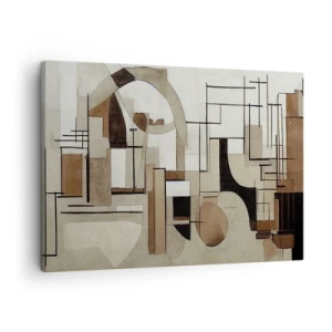 Quadro su tela - Stampe su Tela - Astrazione architettonica in beige e marrone - 70x50cm - Paesaggio urbano 2.0 - Decorazione murale moderna per soggiorno e camera da letto ARTTOR