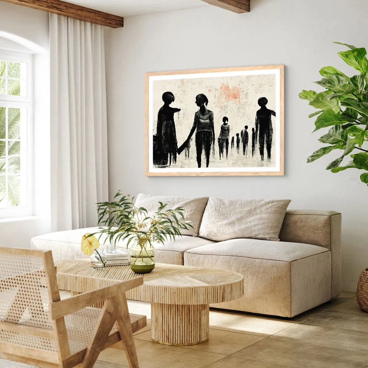 Poster in cornice rovere chiaro - Contro la solitudine - 100x70 cm