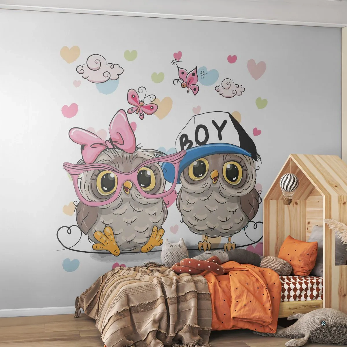 Fotomurali Standard Eco - Amiamoci! - Per bambini, Gufo, Farfalla - 200x140 cm