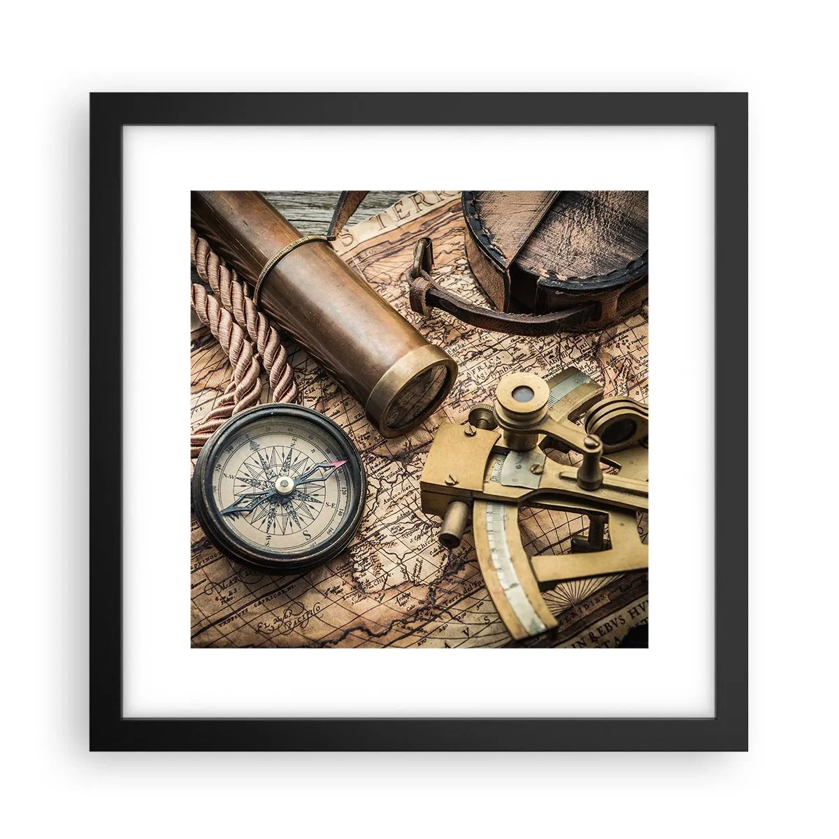 Poster in cornice nera - Traccia la rotta - 30x30 cm