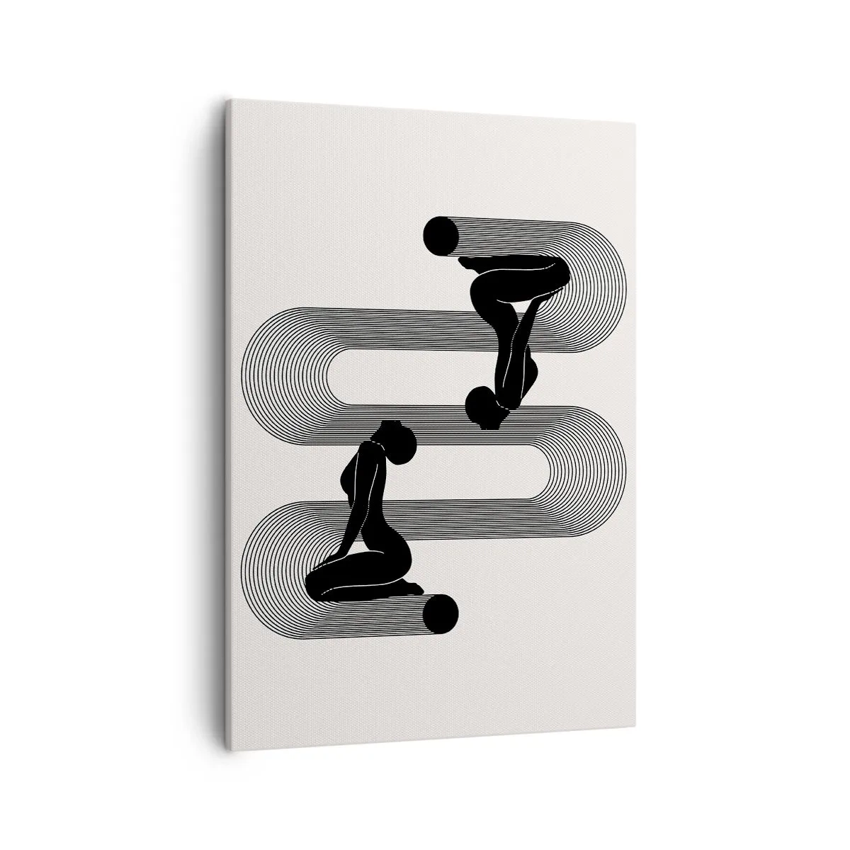 Quadro su tela - Stampe su Tela - Sagome nere con linee geometriche su sfondo chiaro - 50x70cm - Simmetria sensuale - Decorazione murale moderna per soggiorno e camera da letto ARTTOR