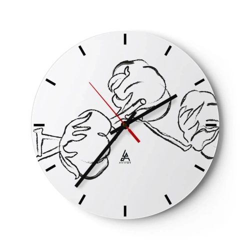 Orologio da parete - Orologio in Vetro - Piumino di cotone - 40x40 cm
