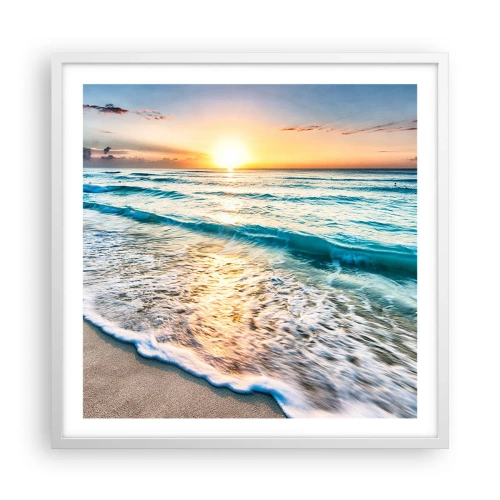 Poster in cornice bianca - Tramonto sul mare - 60x60 cm