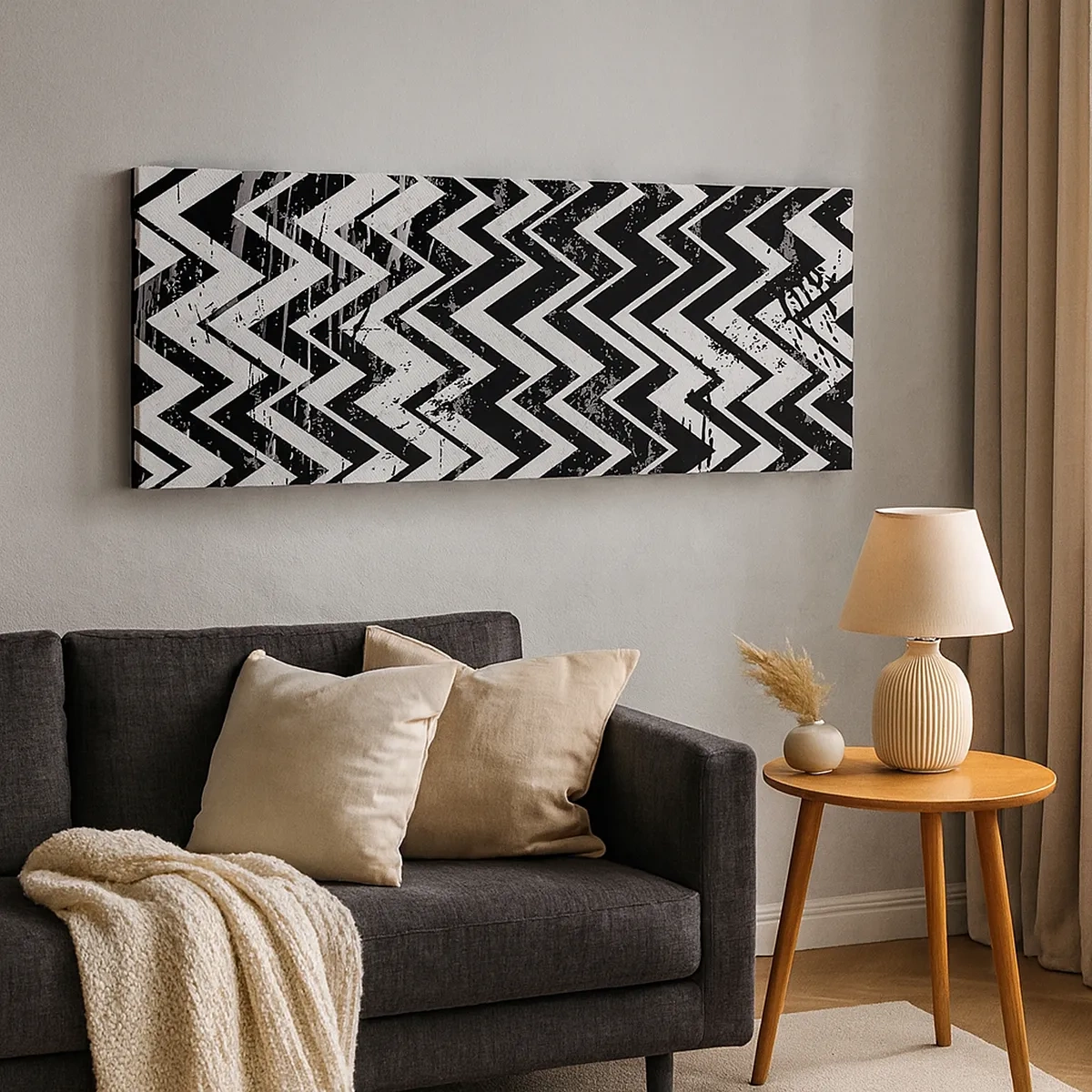 Quadro su tela - Stampe su Tela - Zig-bianco, zag-nero - 30x30 cm