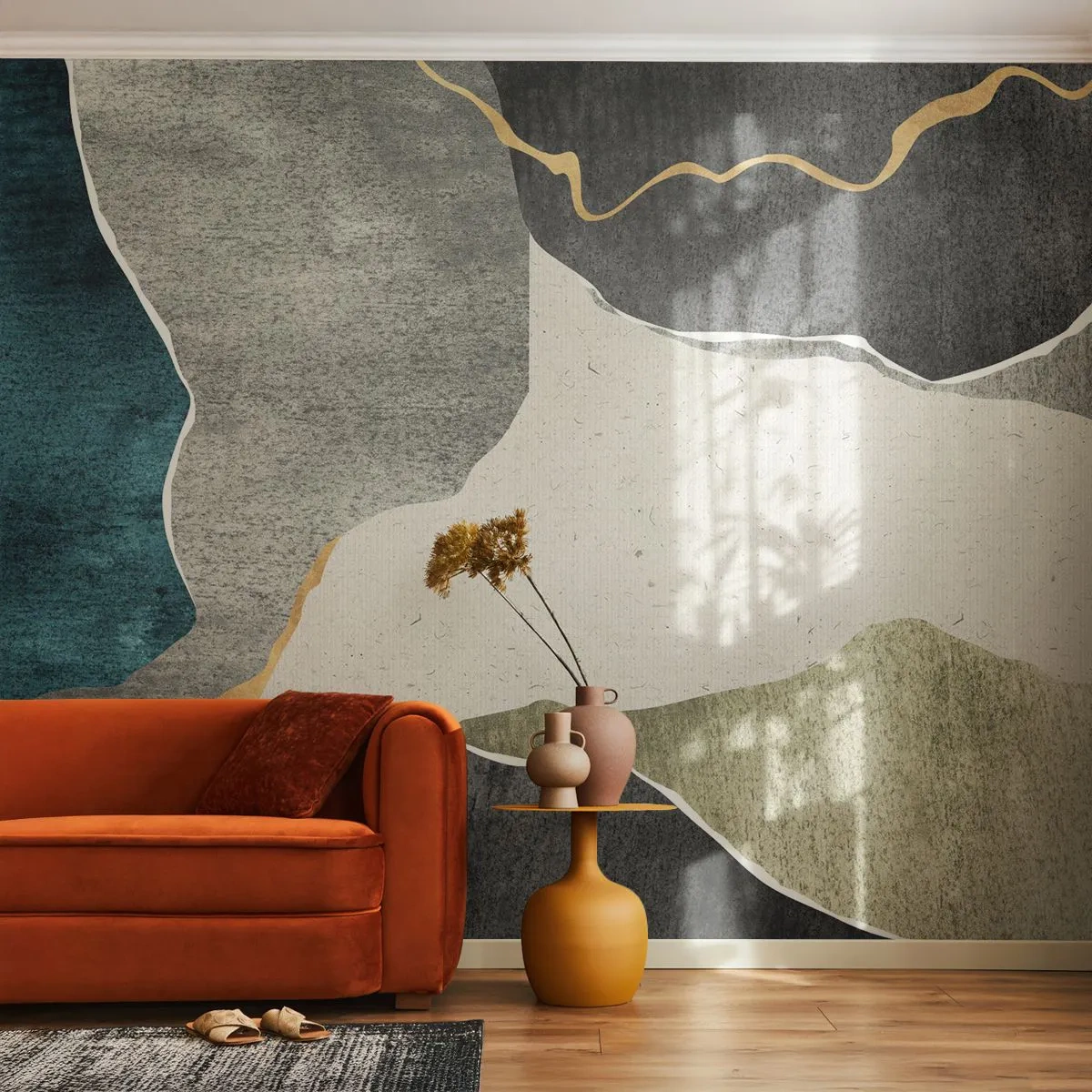 Fotomurali Premium Canvas - Composizione mosaico con filo d'oro - Astrattismo, Art Deco, Pezzo - 250x175 cm