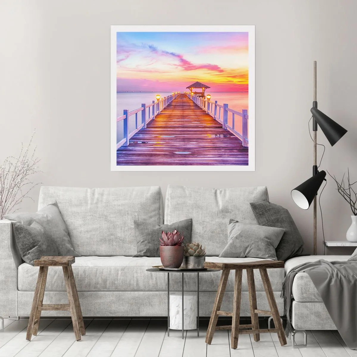 Poster - Silenzio della sera in lilla e oro - 60x60 cm