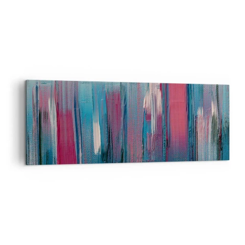 Quadro su tela - Stampe su Tela - Forme verticali astratte nelle tonalità del blu e del rosso - 140x50cm - Composizione verticale in blu e rosso - Decorazione murale moderna per soggiorno e camera da letto ARTTOR