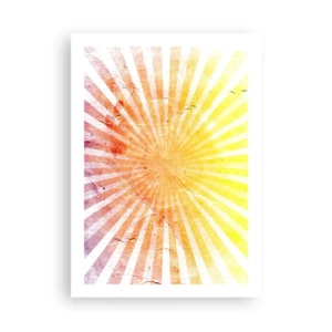 Poster - Motivo astratto di raggi in tonalità di giallo e rosso - 50x70cm - Albe e tramonti - Decorazione murale moderna per soggiorno e camera da letto ARTTOR