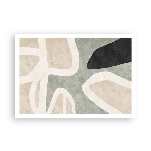 Poster - Forme astratte in colori tenui - 100x70cm - Composizione con motivi in nero - Decorazione murale moderna per soggiorno e camera da letto ARTTOR