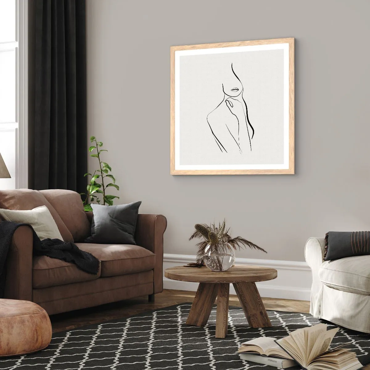 Poster in cornice rovere chiaro - Onda di malinconia - 40x40 cm