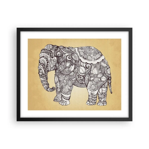 Poster in cornice nera - L'elefante nascosto - 50x40 cm