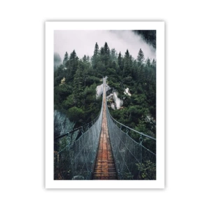 Poster - Un ponte sospeso attraverso una foresta fitta e nebbiosa - 50x70cm - Solo per le aquile - Decorazione murale moderna per soggiorno e camera da letto ARTTOR