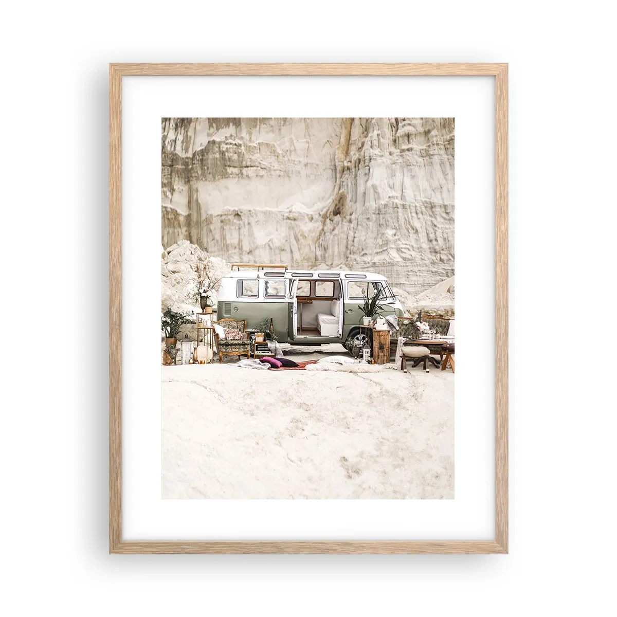 Poster in cornice rovere chiaro - è tempo di viaggiare - 40x50 cm