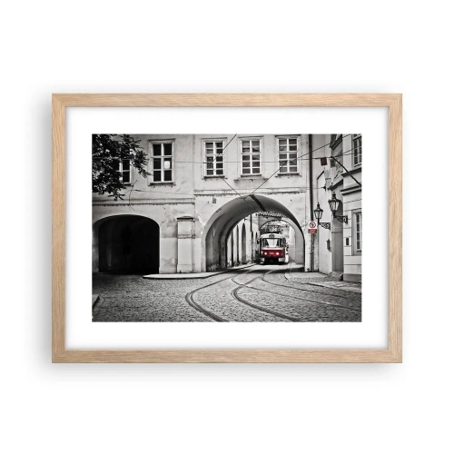 Poster in cornice rovere chiaro - Attraverso il labirinto cittadino - 40x30 cm