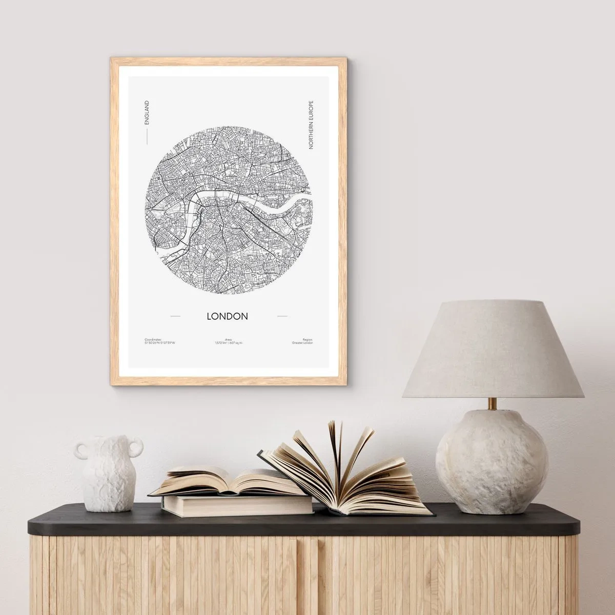 Poster in cornice rovere chiaro - Anatomia di Londra - 70x100 cm