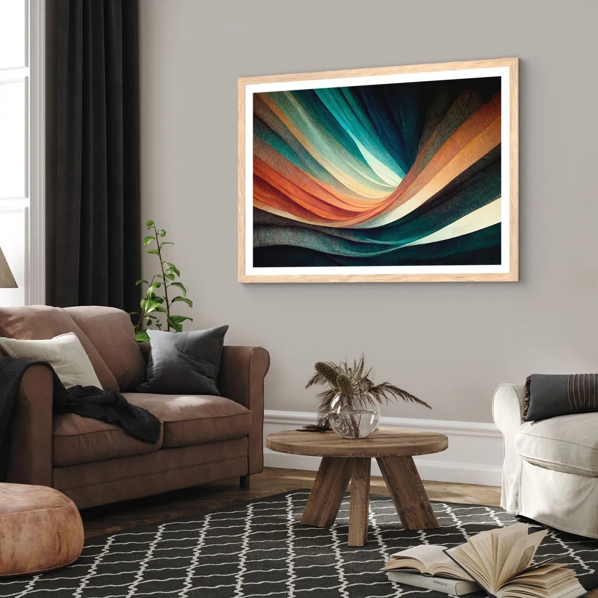 Poster in cornice rovere chiaro - Intessuto di colore - 100x70 cm