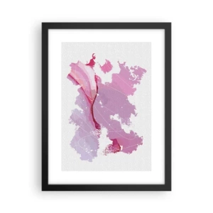 Poster in cornice nera - Mappa del mondo rosa - 30x40 cm