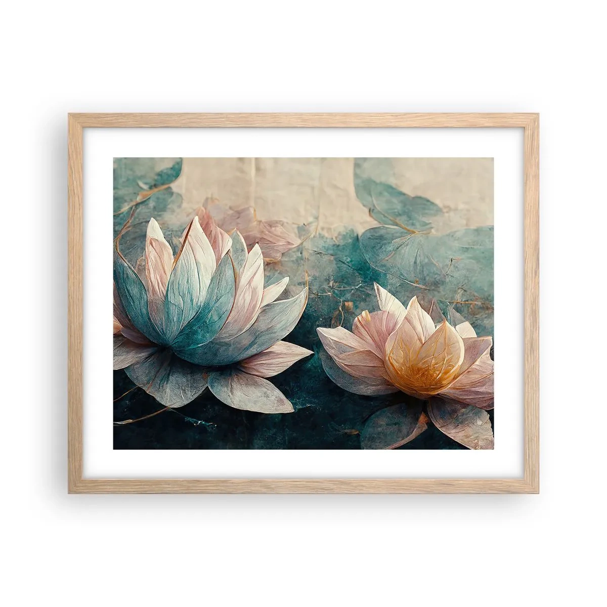 Poster in cornice rovere chiaro - Le stelle del lago - 50x40 cm