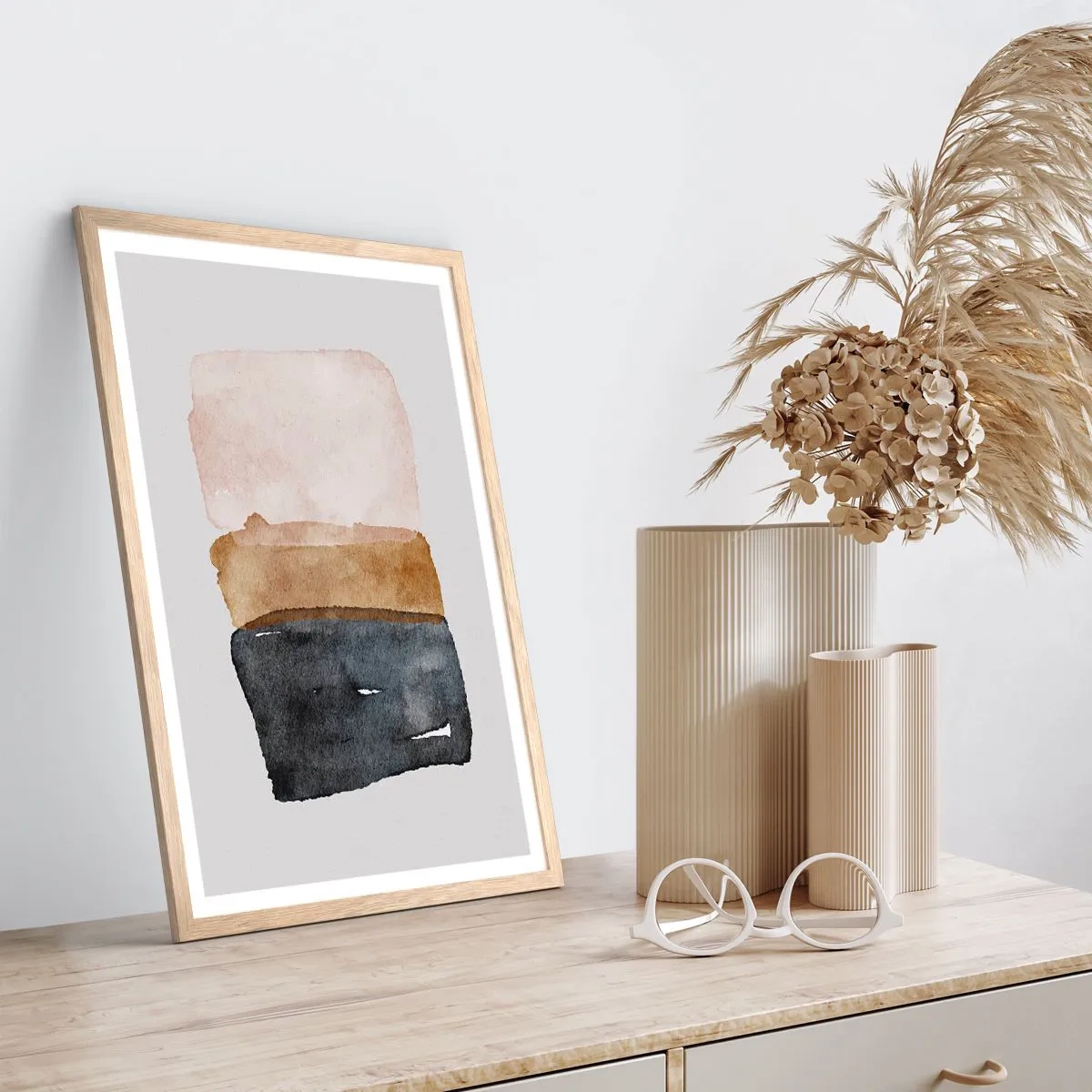 Poster in cornice rovere chiaro - Composizione di colori della terra - 61x91 cm
