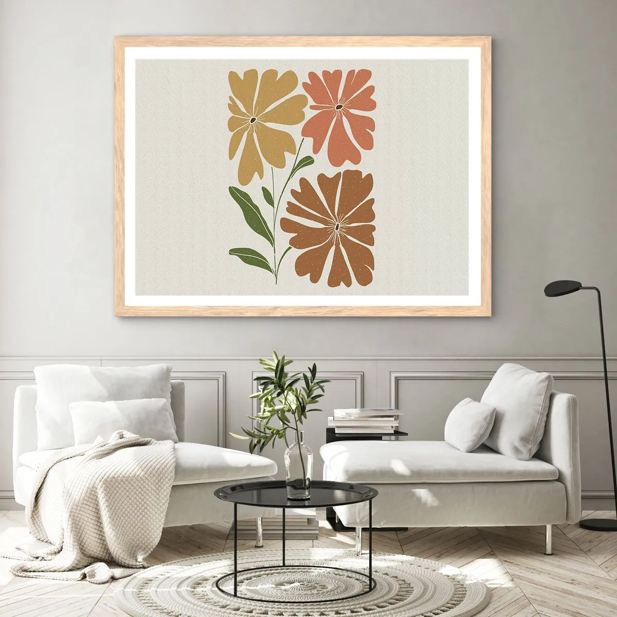 Poster in cornice rovere chiaro - Natura e geometria - 100x70 cm