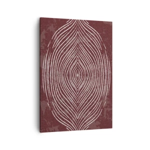 Quadro su tela - Stampe su Tela - Onde simmetriche in linee bianche su sfondo marrone - 50x70cm - Lo spazio parlante - Decorazione murale moderna per soggiorno e camera da letto ARTTOR