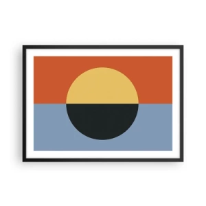 Poster in cornice nera - Astrazione geometrica con colori contrastanti - 70x50cm - Composizione di caldo e freddo - Decorazione murale moderna per soggiorno e camera da letto ARTTOR