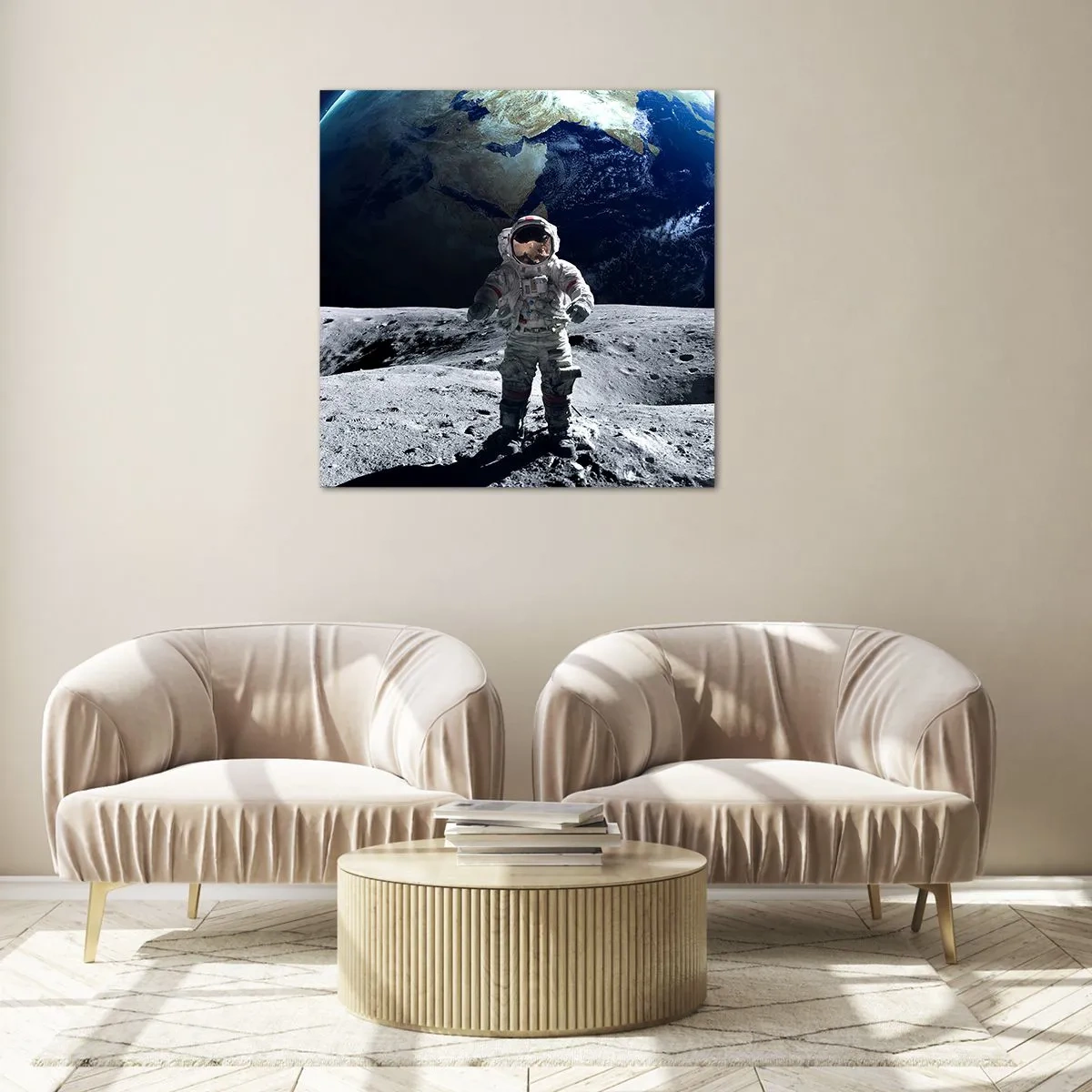 Quadro su vetro - Saluti dalla luna - 60x60 cm