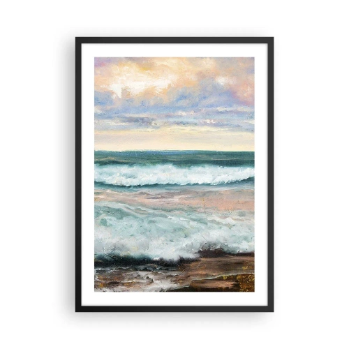 Poster in cornice nera - Onde del mare al tramonto - 50x70cm - Dove l'anima si calma - Decorazione murale moderna per soggiorno e camera da letto ARTTOR