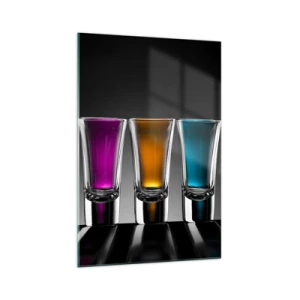 Quadro su vetro - Occhiali colorati su sfondo nero - 70x100cm - I colori della gioia - Decorazione murale moderna per soggiorno e camera da letto ARTTOR