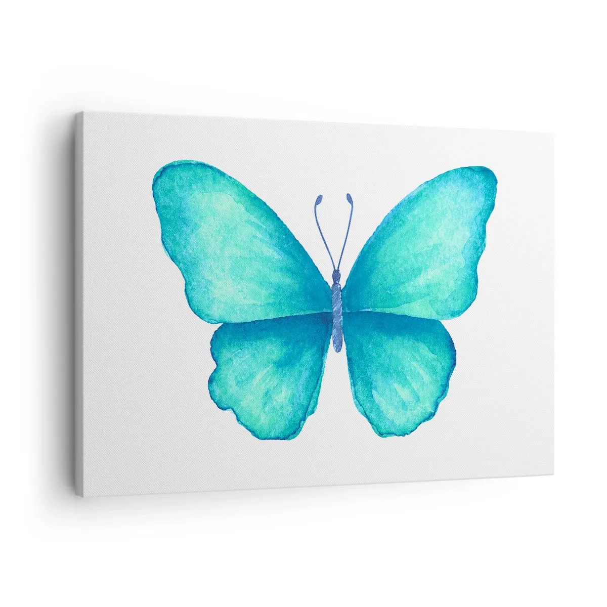 Quadro su tela - Stampe su Tela - Farfalla blu in stile acquerello su sfondo bianco - 70x50cm - Turchese di natura - Decorazione murale moderna per soggiorno e camera da letto ARTTOR
