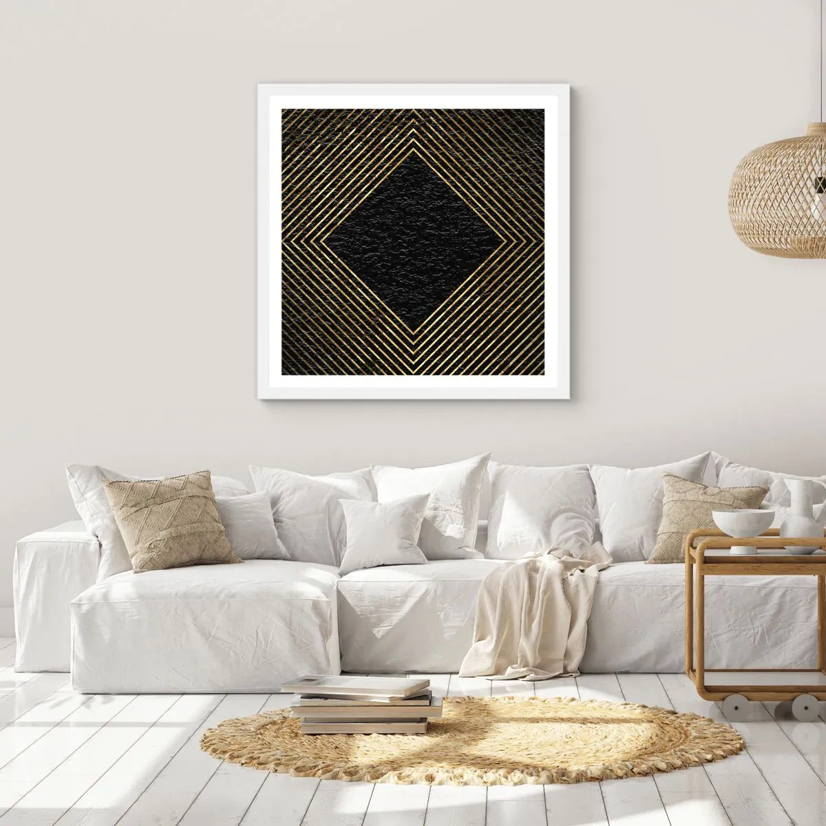 Poster in cornice bianca - Geometria in stile glamour - 40x40 cm