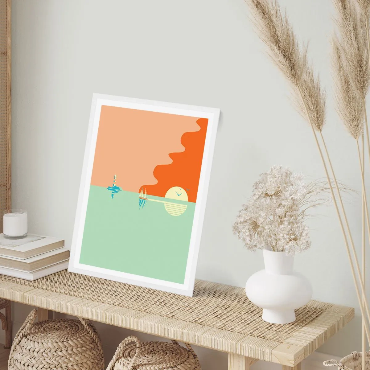 Poster in cornice bianca - Ideale paesaggio marittimo - 70x100 cm