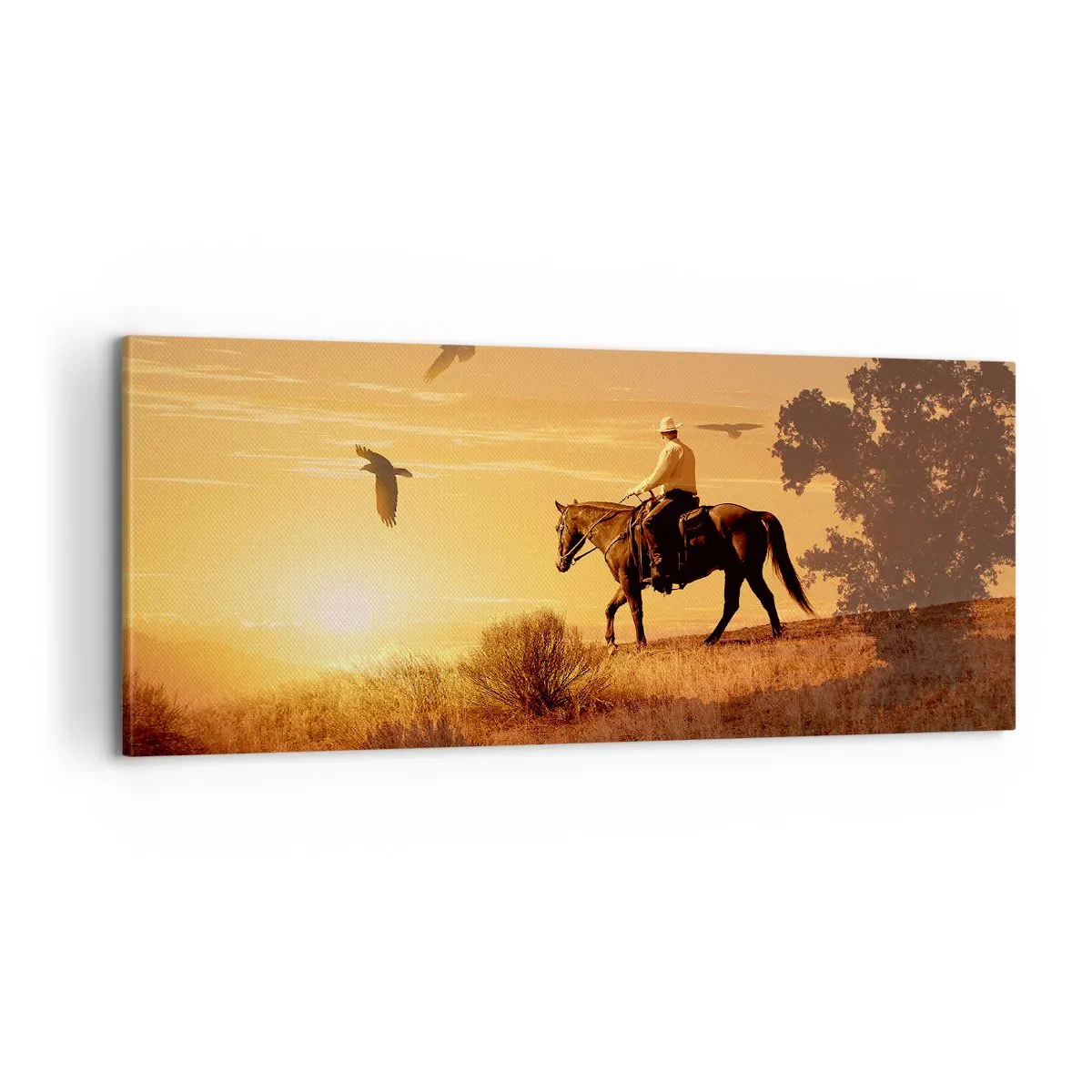 Quadro su tela - Stampe su Tela - Da solo nella prateria - 100x40 cm