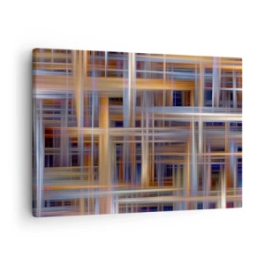 Quadro su tela - Stampe su Tela - Motivi geometrici astratti in colori pastello - 70x50cm - Tessute con la luce - Decorazione murale moderna per soggiorno e camera da letto ARTTOR