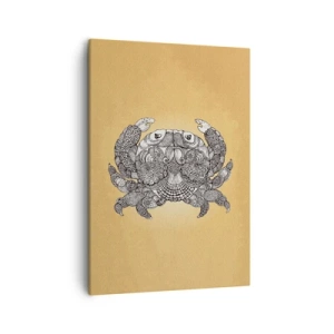 Quadro su tela - Stampe su Tela - Disegno decorativo di un granchio su sfondo dorato - 50x70cm - I racconti del granchio - Decorazione murale moderna per soggiorno e camera da letto ARTTOR