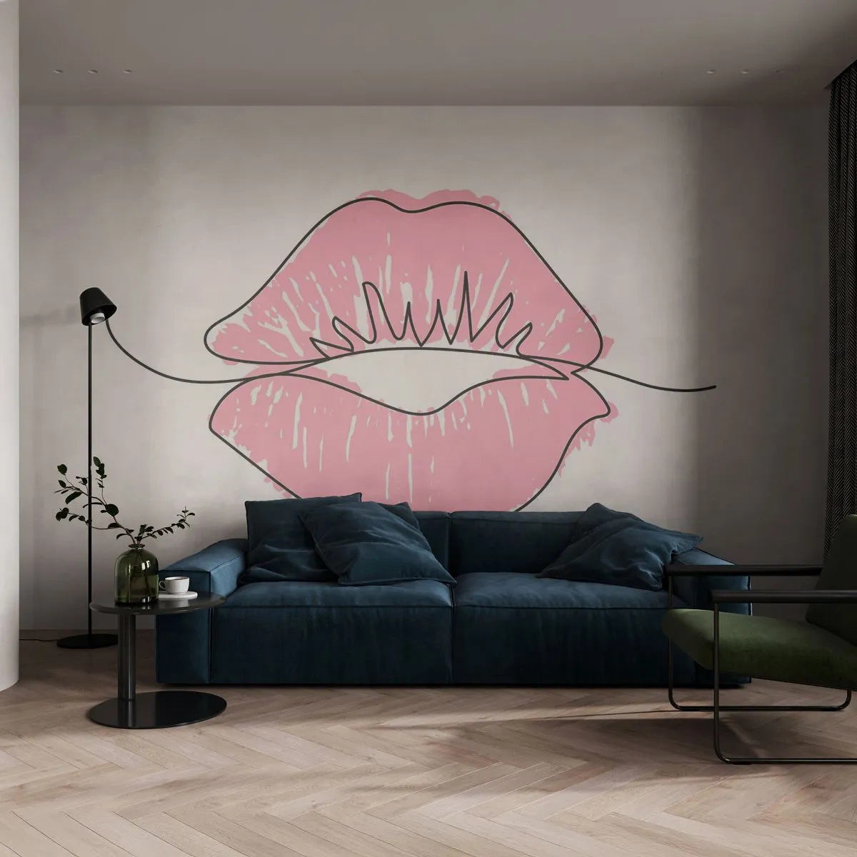 Fotomurali Autoadesivo Deluxe Sticker - Pronti al bacio? - Grafica, Labbra rosa, Pezzo - 100x70 cm