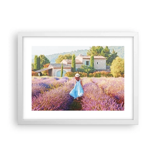Poster in cornice bianca - La ragazza nella lavanda - 40x30 cm