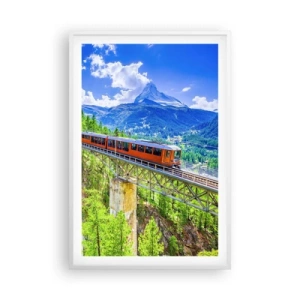 Poster in cornice bianca - Ferrovia alpina - 61x91 cm