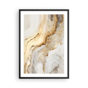 Poster in cornice nera - Composizione astratta in marmo bianco e oro - 50x70cm - Astrazione: bellezza e bontà - Decorazione murale moderna per soggiorno e camera da letto ARTTOR